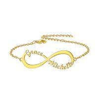 TOUPOP 14K Gold Custom Name Bracelet, Women's Personalized Jewelry Gift-style_name:Infinity two name