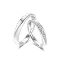 TOUPOP 925 Sterling Silver/10k/14k/18k Gold Moissanite Personalized Wedding Couples Rings Set-style_name:J Wedding Ring Set