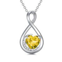 wholesale TOUPOP Birthstone Necklace For Women S925 Sterling Silver Infinity Love Necklace Infinity Moon Jewelry Birthday Christmas Gifts For Women Mom Wife Girlfriend, 18"+2" Inches -color_name:11-Citrine-Nov.