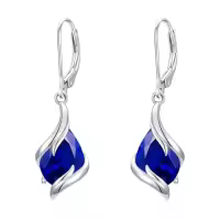 TOUPOP Sterling Silver Birthstone Teardrop Dangle Earrings Fine Jewelry Gifts-color_name:09-September-Sapphire