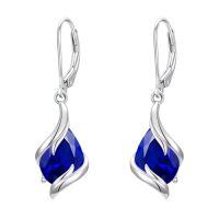 wholesale Birthstone Earrings For Women 925 Sterling Silver Teardrop Dangle Earrings Fine Jewelry Birthday Christmas Gifts For Women Her Wife Girlfriend -color_name:09-September-Sapphire