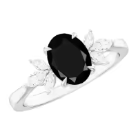TOUPOP Sterling Silver Black Onyx Moissanite Women's Wedding Ring-style_name:C Black Onyx Moissanite Ring
