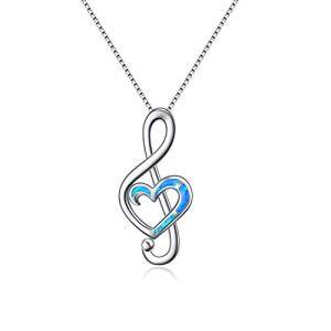 A-Blue opal music note necklace