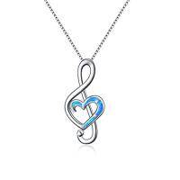 wholesale TOUPOP Sterling Silver Music Note Necklaces Created Opal Rose Necklace Gymnastics Jewelry Gifts For Women Teen Girls Dance Lovers Teacher -style_name:A-Blue opal music note necklace