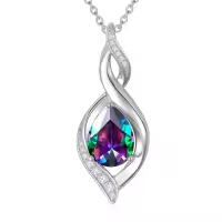 TOUPOP 925 Sterling Silver Teardrop Birthstone Necklace Infinity Love Jewelry Gift-color_name:06-June-Alexandrite