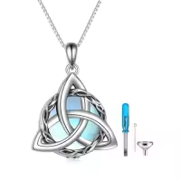 TOUPOP 925 Sterling Silver Celtic Knot Necklace Irish Jewelry Gifts-style_name:2-Celtic Knot Urn Necklace(Moonstone)