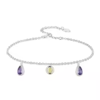 TOUPOP Sterling Silver Ankle Bracelets For Women Adjustable Anklet Elegant Foot Jewelry-style_name:Gemstone Teardrop