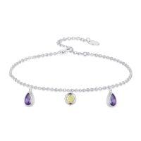 wholesale TOUPOP 925 Sterling Silver Ankle Bracelets For Women Adjustable Anklet Elegant Foot Jewelry Birthday Gift For Her Wife Mom Girlfriend -style_name:Gemstone Teardrop