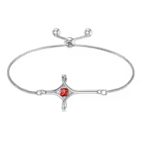 TOUPOP Sterling Silver Birthstone Cross Infinity Bracelet For Women-color_name:07-July-Ruby