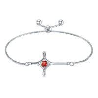 wholesale TOUPOP Birthstone Cross Bracelet For Women 925 Sterling Silver Cross Infinity Bracelet Fine Jewelry Birthday Christmas Gifts For Her Girlfriend Wife -color_name:07-July-Ruby