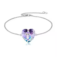 TOUPOP Sterling Silver Crystal Owl Bracelet Earrings Jewelry For Women-style_name:One Owl-1