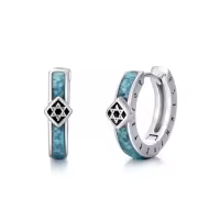 TOUPOP Sterling Silver Turquoise Viking Celtic Cross Ankh Hoop Earrings-style_name:Star of David