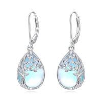 wholesale Tree Of Life Earrings 925 Sterling Silver Teardrop Celtic Tree Leverback Earrings Gemstone Jewelry Christmas Gifts For Women -color_name:Moonstone