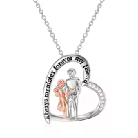 TOUPOP Sterling Silver Crystal Sisters Necklace Gift For Women Friendship-style_name:Gifts for Sister from Brother-2