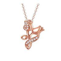 TOUPOP 14K Gold Rose Pendant Necklace Flower Jewelry Gift for Women-style_name:Rose Gold