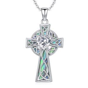 B-Abalone Celtic Cross Heart