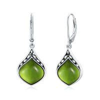 wholesale Teardrop Earrings 925 Sterling Silver Vintage Irish Celtic Natural Gemstone Dangle Earrings Jewelry Chritmas Gifts For Women Her Mom -color_name:Peridot