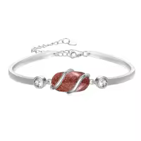 TOUPOP 925 Sterling Silver Gemstone Bracelet Bangle for Women-color_name:A-Golden Sand Stone