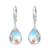 wholesale Moonstone Earrings 925 Sterling Silver Dachshund/corgi/capybara/koala Filigree Dangle Earrings Teardrop Moonstone Jewelry Birthday Christmas Gifts For Women -style_name:Capybara