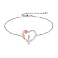 TOUPOP Sterling Silver Cute Animal Bracelet Women's Jewelry Christmas Gift-style_name:Cat