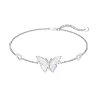TOUPOP Sterling Silver Beaded Celtic Infinity Butterfly Anklet-style_name:White Opal Butterfly Anklet