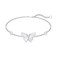 wholesale TOUPOP Womens Anklet 925 Sterling Silver Beaded Celtic Infinity Butterfly Anklet Bracelet Dainty Ankle Adjustable 11" Ankle Jewelry Gifts For Women Summer Beach Birthday Graduation Holiday Gift -style_name:White Opal Butterfly Anklet