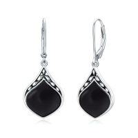 wholesale Teardrop Earrings 925 Sterling Silver Vintage Irish Celtic Natural Gemstone Dangle Earrings Jewelry Chritmas Gifts For Women Her Mom -color_name:Black Onyx