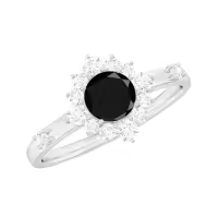 TOUPOP Sterling Silver Black Onyx Moissanite Women's Wedding Ring-style_name:D Black Onyx Moissanite Ring