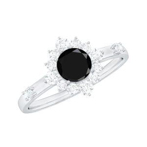 D Black Onyx Moissanite Ring