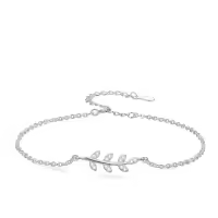 TOUPOP Sterling Silver & Crystal Star Charm Bracelet Adjustable Christmas Gift-style_name:leaf