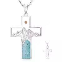 TOUPOP 925 Sterling Silver Mustard Seed Necklace Christian Faith Pendant Jewelry-style_name:2-Mountain Cross