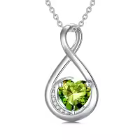 TOUPOP Sterling Silver Birthstone Infinity Love Moon Necklace For Women-color_name:08-Peridot-Aug.