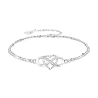 TOUPOP Sterling Silver Ankle Bracelets For Women Adjustable Anklet Elegant Foot Jewelry-style_name:Infinity Heart