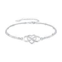 wholesale TOUPOP 925 Sterling Silver Ankle Bracelets For Women Adjustable Anklet Elegant Foot Jewelry Birthday Gift For Her Wife Mom Girlfriend -style_name:Infinity Heart