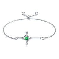 wholesale TOUPOP Birthstone Cross Bracelet For Women 925 Sterling Silver Cross Infinity Bracelet Fine Jewelry Birthday Christmas Gifts For Her Girlfriend Wife -color_name:05-May-Emerald
