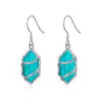 TOUPOP Sterling Silver Gemstone Hexagon Drop Dangle Earrings for Women-color_name:Turquoise