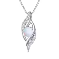 TOUPOP Sterling Silver Birthstone Infinity Necklace Women's Love Jewelry Gift-color_name:10-October.-Opal