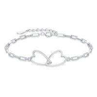 wholesale TOUPOP 925 Sterling Silver Bracelets For Women Adjustable Star Charm Bracelet Elegant Jewelry Christmas Gift For Wife Mom Girlfriend -style_name:Double Heart Bracelet