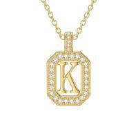 TOUPOP 14K Gold Moissanite Initial Letter Pendant Necklace-style_name:K
