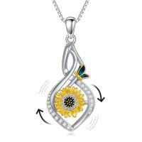 wholesale TOUPOP Sterling Silver Infinity Jewelry Rose/sunflower/daisy Necklace For Women Christmas Gifts Rotatable Fidget Funny Pendant For Birthday Gifts For Women -style_name:Sunflower Necklace