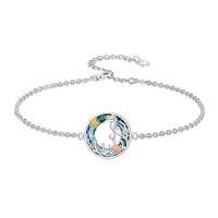 wholesale TOUPOP Sea Turtle Bracelet Anklet 925 Sterling Silver Beach Palm Tree Bracelet Summer Crystal Sea Turtle Jewelry Christmas Gifts For Women Her -style_name:Seahorse Bracelet 7"-9"