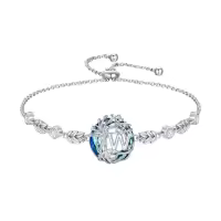 TOUPOP Sterling Silver Blue Crystal A-Z Letter Bracelet Gift-style_name:Tree of Life W