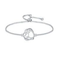 wholesale TOUPOP Gifts For Women Heart Initial Bracelet 925 Sterling Silver Double Heart Bracelet Birthday Jewelry Birthday Christmas Gifts For Her Wife Girlfriend -style_name:Initial L