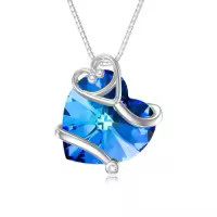 TOUPOP 925 Sterling Silver Crystal Nurse Pendant Necklace-style_name:Stethoscope Necklace with Blue Heart Crystal