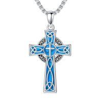 wholesale Cross Necklace 925 Sterling Silver Turquoise Tree Of Life Celtic Knot Cross Pendant Jewelry Christmas Gifts For Women -style_name:2-Cross