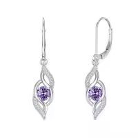 TOUPOP Sterling Silver Infinity Birthstone Earrings for Women-color_name:02-Feb.-Amethyst