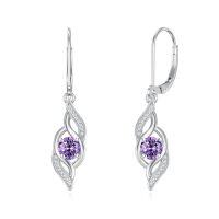 wholesale Infinity Birthstone Earrings For Women 925 Sterling Silver Birthstone Earrings Love Infinity Jewelry Birthday Anniversary Christmas Gifts For Her Girlfriend Wife -color_name:02-Feb.-Amethyst