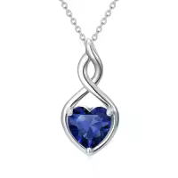 TOUPOP Sterling Silver Birthstone Infinity Heart Pendant Necklace-color_name:09-September-Sapphire