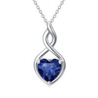 wholesale Infinity Birthstone Necklace 925 Sterling Silver Heart Love Infinity Pendant Fine Jewelry Birthday Christmas Gifts For Women Girlfriend Wife -color_name:09-September-Sapphire