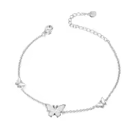 TOUPOP Sterling Silver Opal Butterfly Bracelet Anklet Jewelry Gifts-style_name:01-Silver